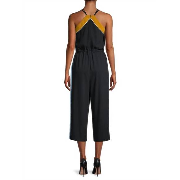 NEW TED BAKER darvva v-neckline drawstrings cotton sleeveless jumpsuit in black - Picture 2 of 4